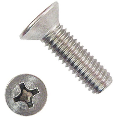 Винт с потайной головкой и крестообразным шлицем 3х6, DIN 965, нержавеющая сталь А2 — Крепимир